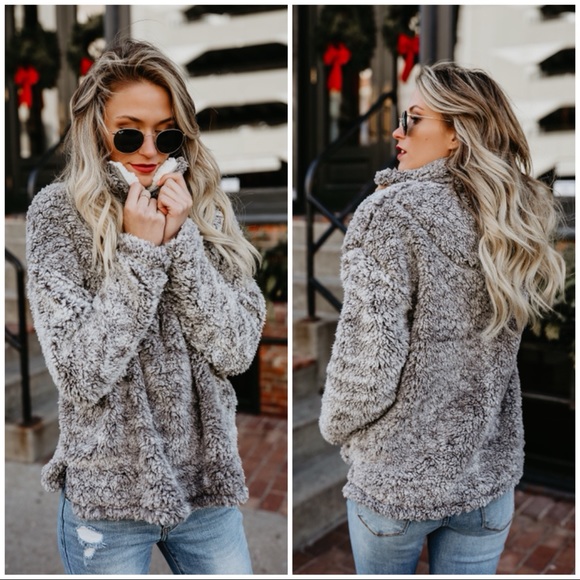 Angelique's Atelier Jackets & Blazers - LAST ONE! Snow Fluffy Gray pullover